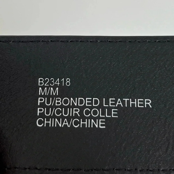 Black  Leather Belt with Round Buckle - Picture 3 of 5